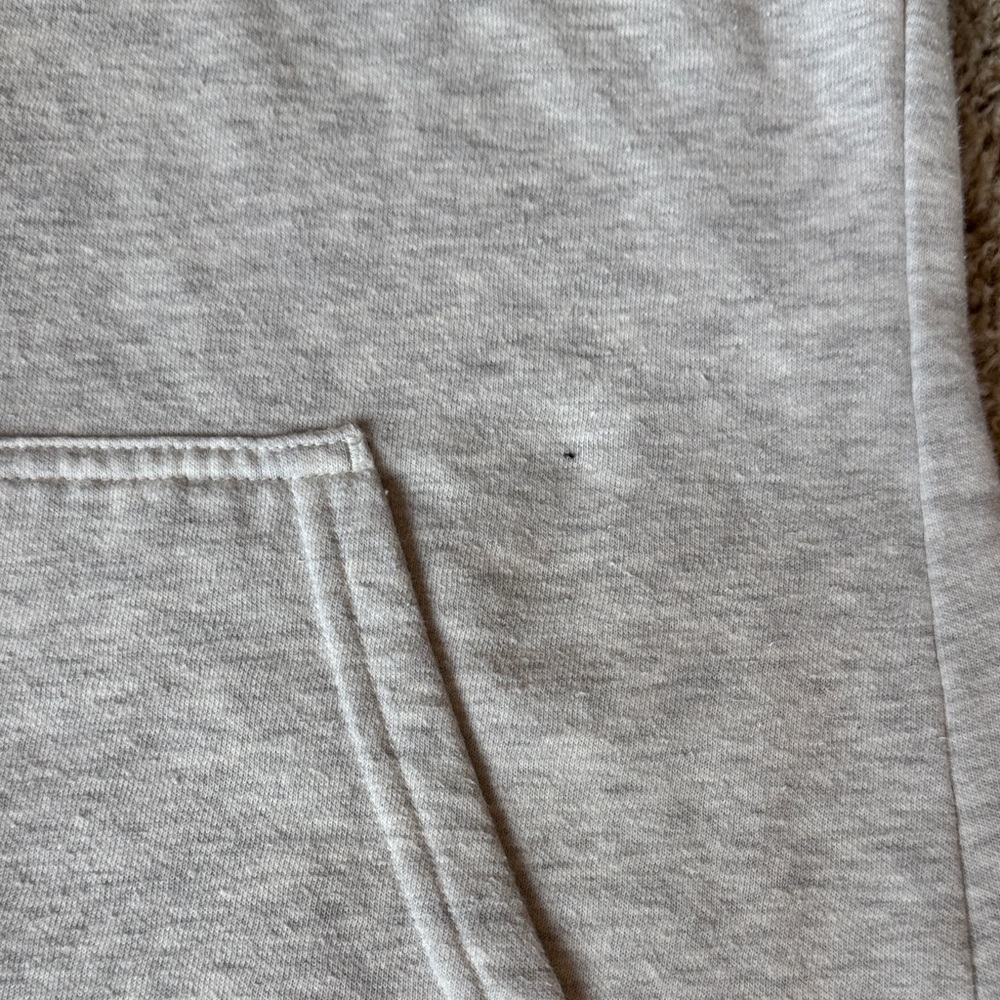 The North Face Light Gray Hoodie with Pink Logo and Drawstrings - Picture 2 of 3